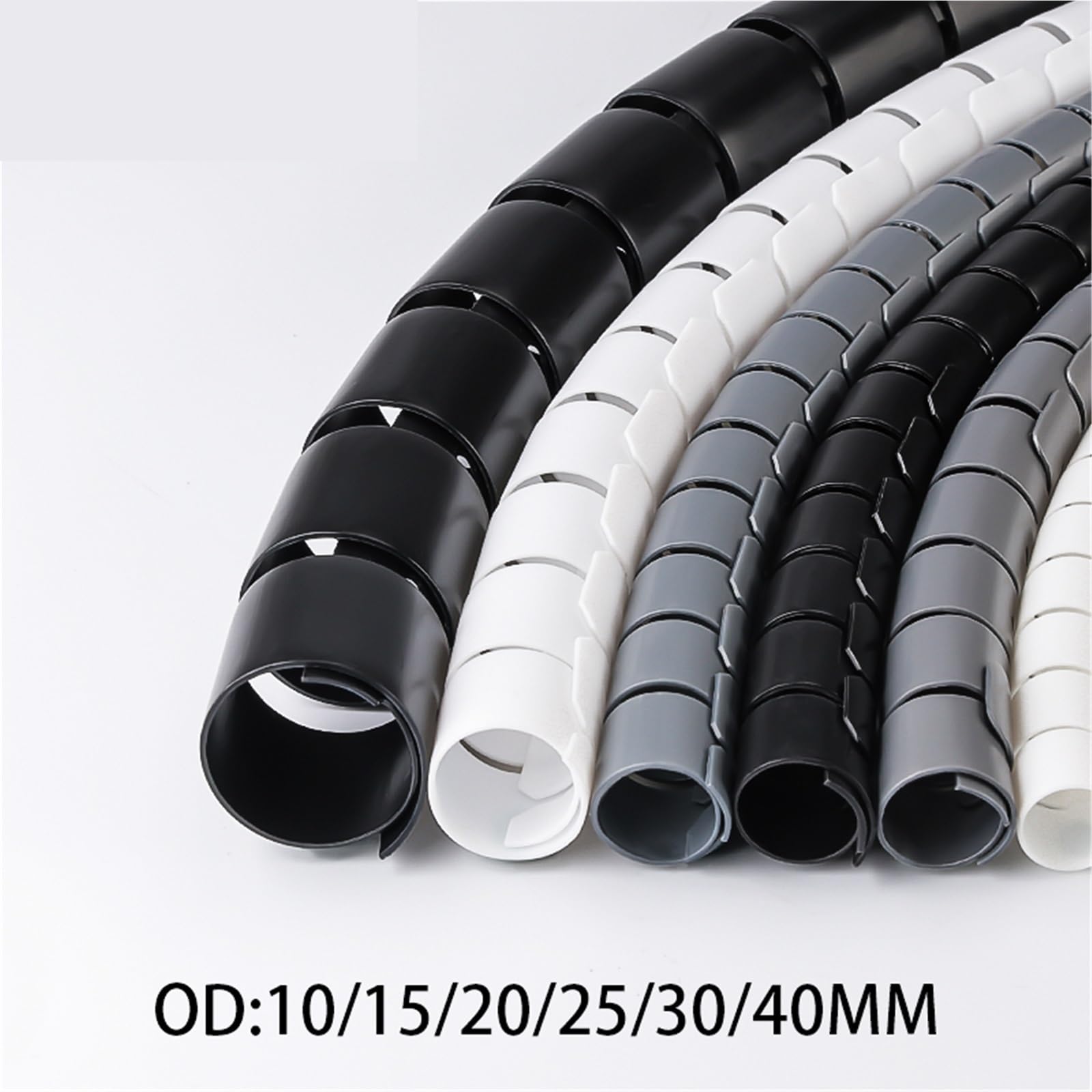 Tubo en Espiral para Cables, Enrollador De Cable Espiral Flexible Multicolor 8-42mm 1m 5m(Gray,32 mm)