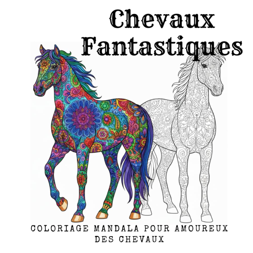Chevaux Fantastiques: Coloriage Mandala pour Amoureux des Chevaux