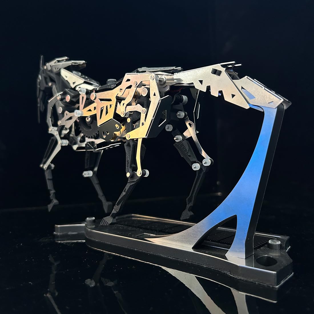 165 pièces - Cheval mécanique 3D en métal à énergie solaire - Modèle de puzzle avec engrenage mobile - Sculpture industrielle - Décoration de bureau - Pour amateurs de modélisme STEM - Adultes