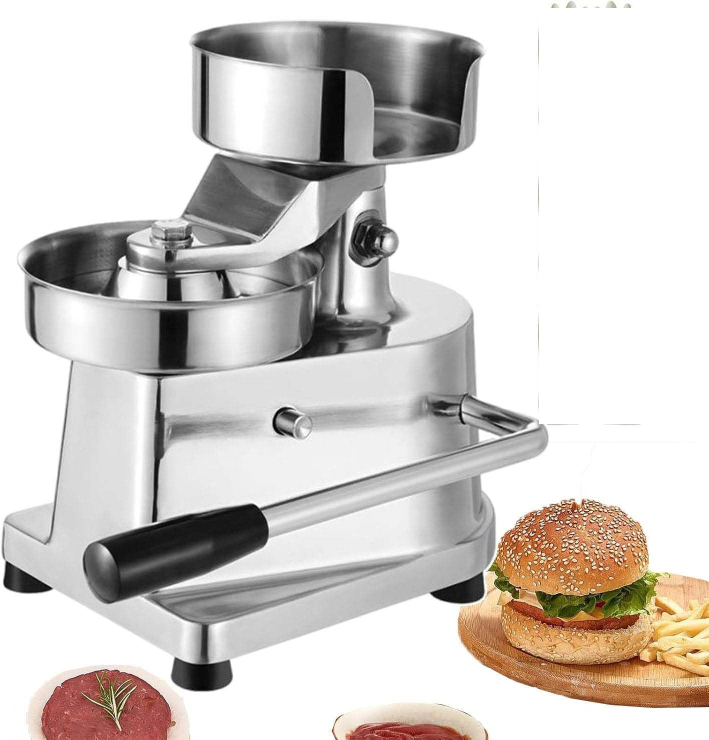Prensa manual de galletas para hamburguesas | Máquina comercial para hacer hamburguesas | Ablandador de carne de acero inoxidable y máquina formadora de hamburguesas | Fácil de limpiar