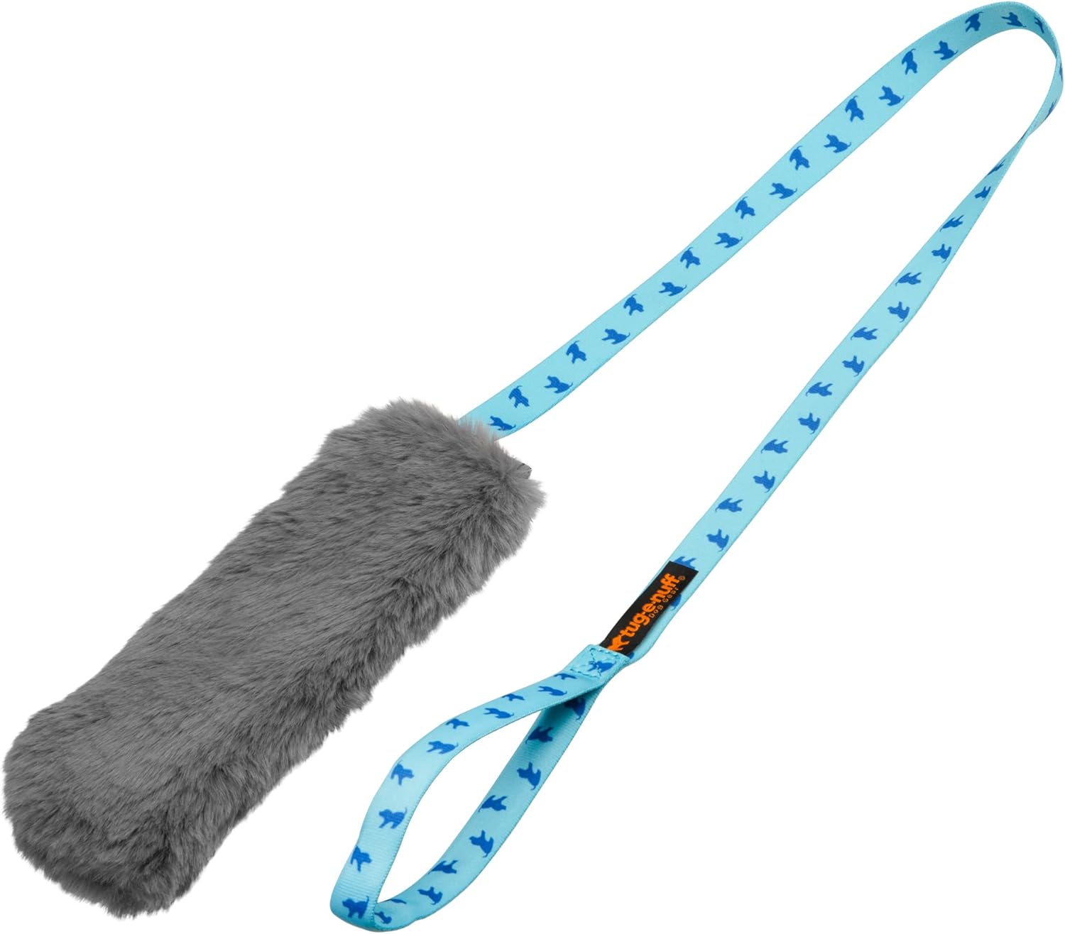 TugENuff Faux Rabbit Fur Squeaky Chaser Durable Dog Tug Toy with