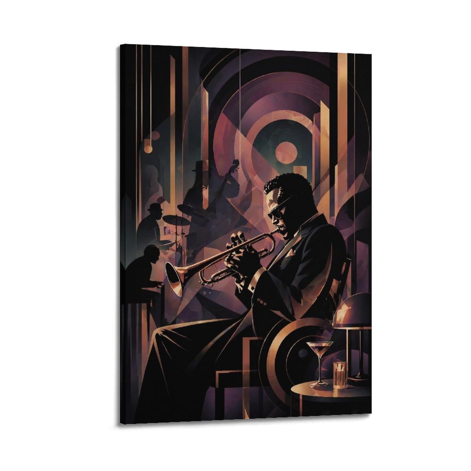 Okngb Frame-Style Vintage Harlem Music Poster Jazz Legendary Trumpeter Decorative Painting Canvas Art Picture 20X30inch(50X75cm)