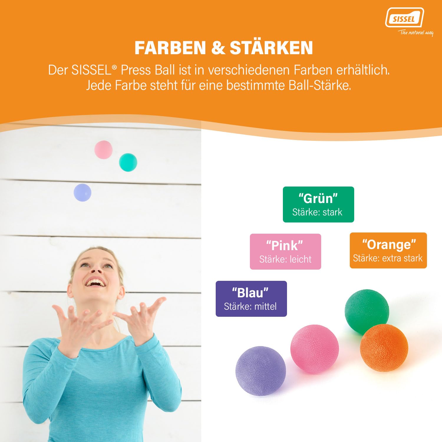 SISSEL® Press Ball | Hand- & Unterarmtrainer für Muskelaufbau & Beweglichkeit | Ideal für Therapie & Fitness | Ergonomisches Design | Inklusive Übungsanleitung