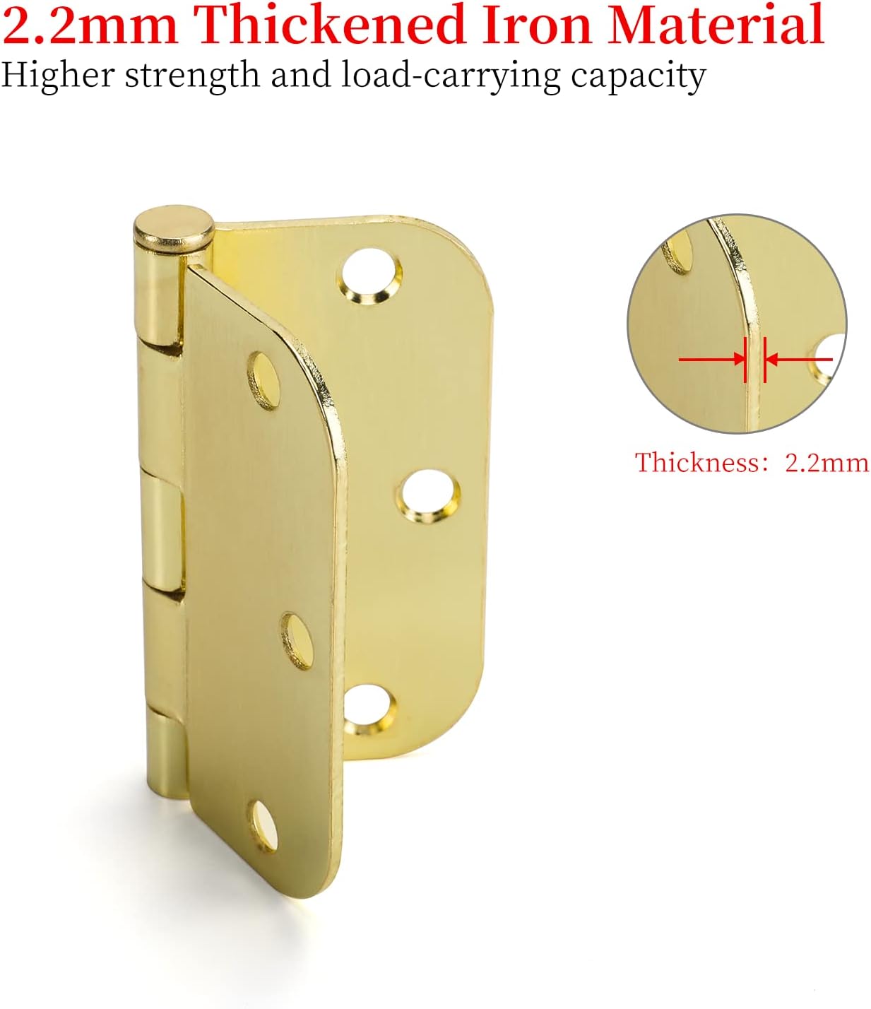 Haliwu 18 Pack Gold Door Hinges, Satin Brass Door Hinges Interior Door Hinges 3.5 Inch with 5/8" Radius Corners