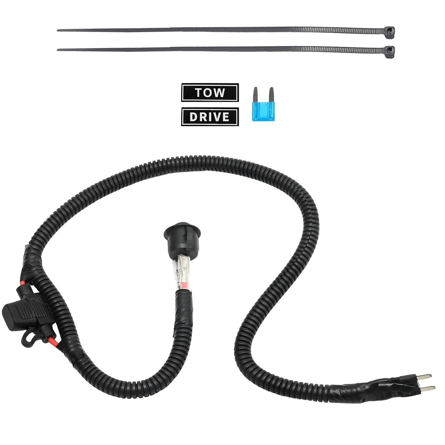 Universal 60cm Fuse Bypass Switch Kit, 27.76 Inch Black Fuse Connector, Ideal for Towing and Driving Applications