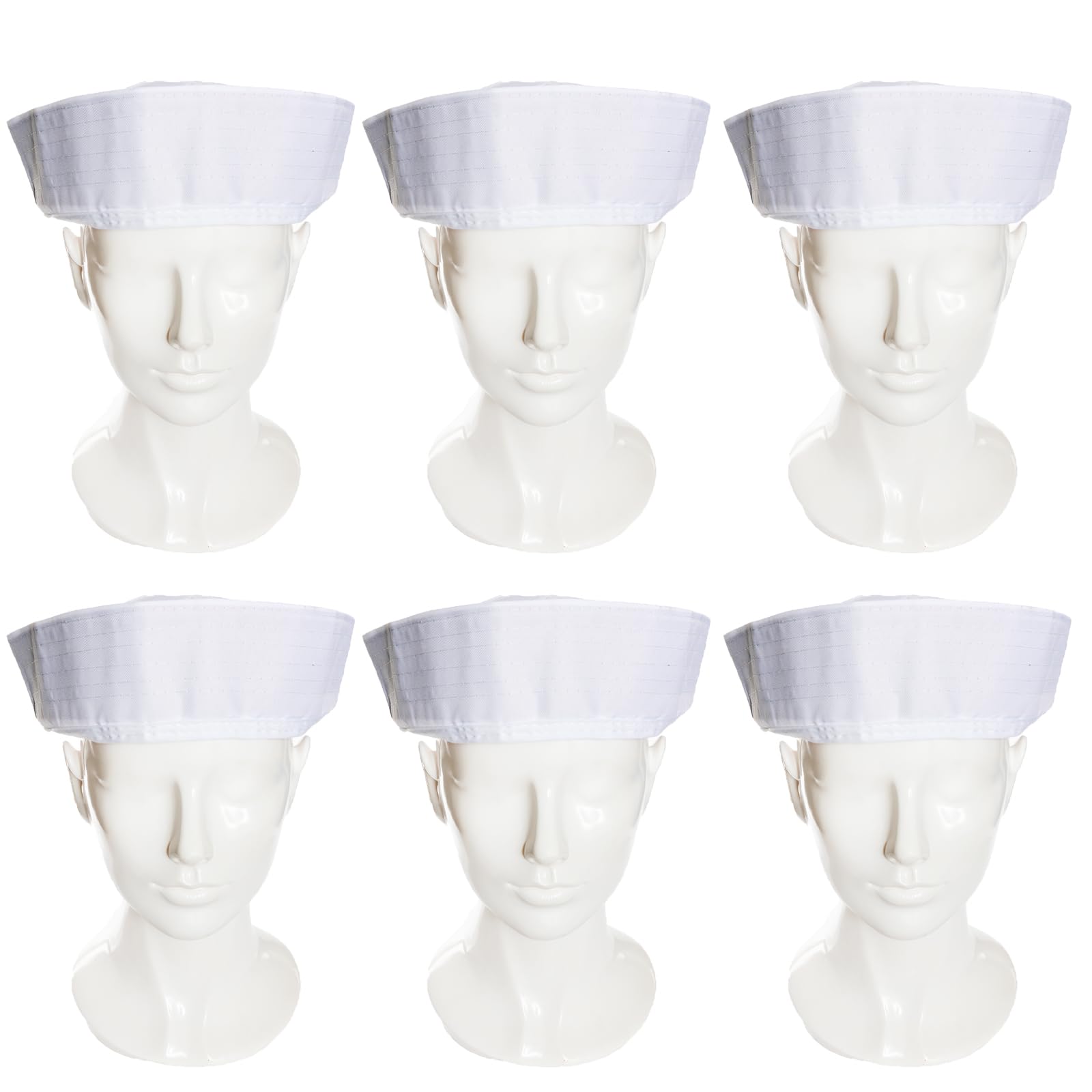 Adults Doughboy Sailor Hat - Pack of 6 - Classic All-White Sailor Hat - Adults Navy Sailor Fancy Dress Costume Accessory