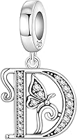 CYCUFF 925 Sterling Silver Butterfly Letter Charm with Zirconia - Personalized Pendant for Bracelets Necklaces Gifts Women