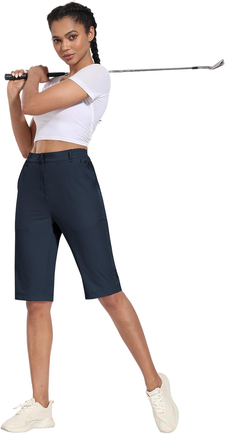 Hiverlay Women's Golf Bermuda Shorts 13" Knee Length Quick Dry Long Hiking Camping Shorts for Summer with 5 Pockets - Image 5