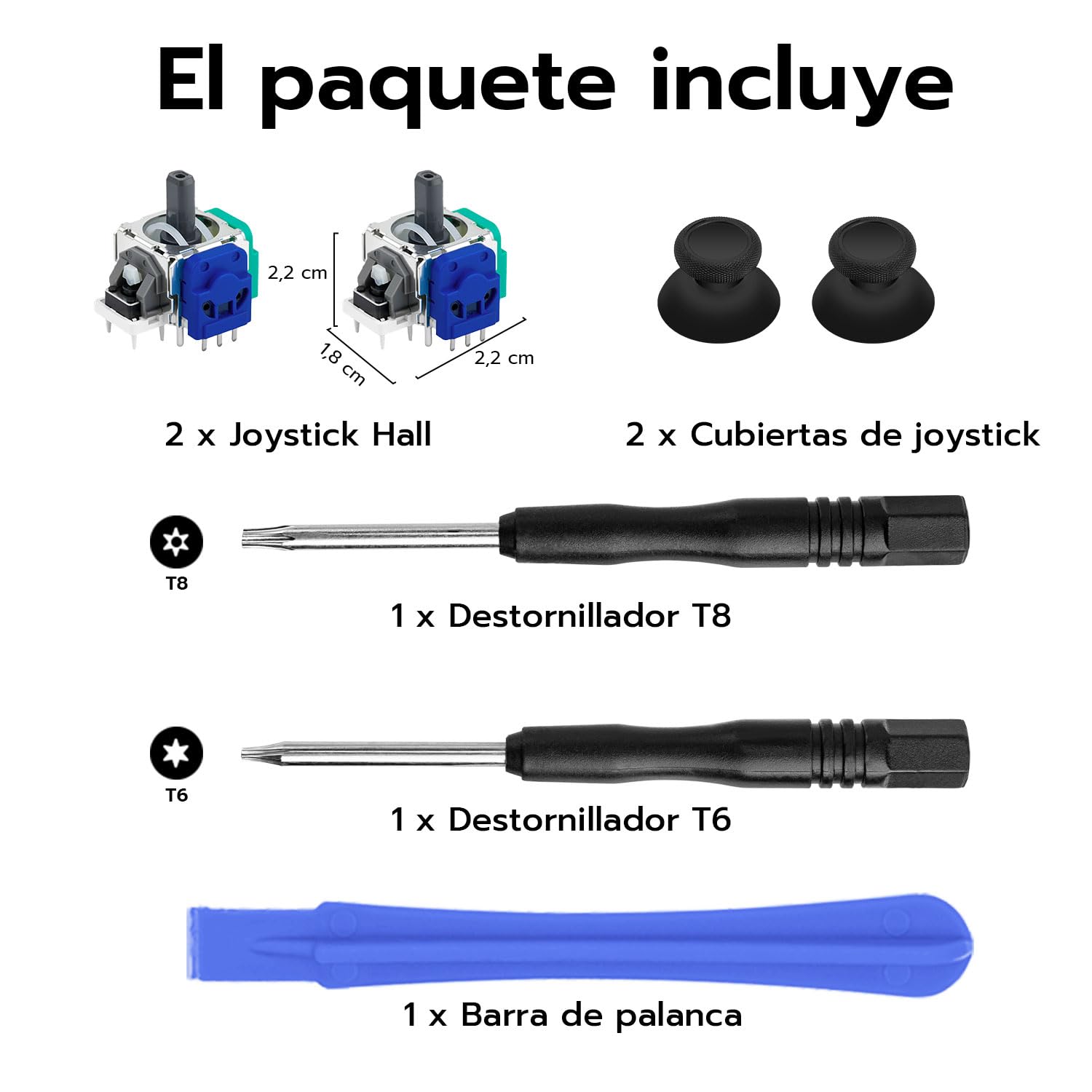 Mcbazel Hall Effect Analog Joystick Kit de Reparación de Repuesto para Mando Xbox Series X&S/One/One X/One S, con Thumbsticks de Repuesto y Kit de Reparación