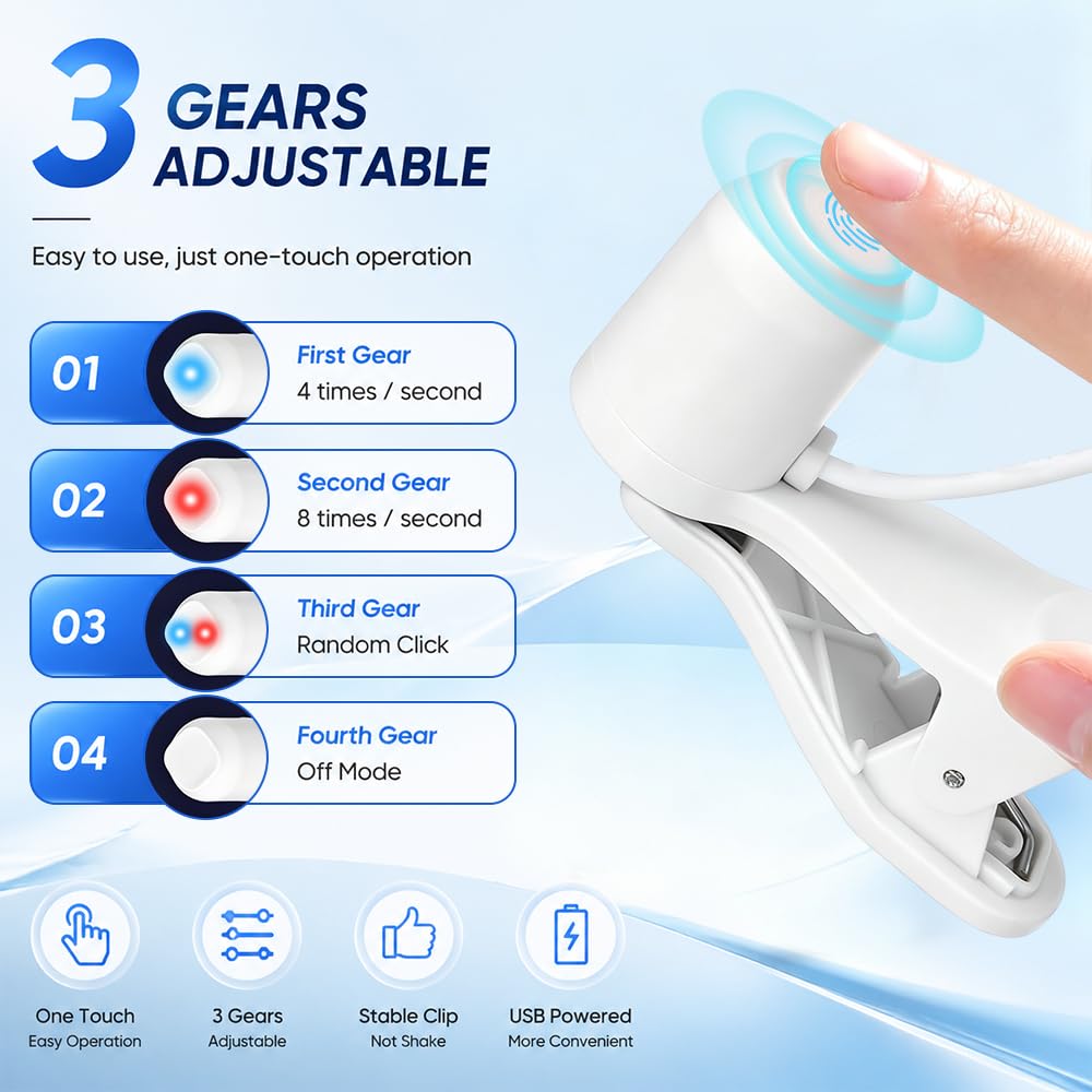 Auto Clicker, 3 Marcia Auto Screen Clicker, Simulazione del Funzionamento delle Dita Autoclicker, Continuous Click Auto Clicker per Telefono, Bianco
