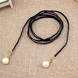 CHANYI Gürtel für Damen Kleid Sommer Sweet Pearl Frauen Gürtel Hanf Seil Geflecht Damen Kleid Gürtel Weiß Schwarz Damen Bund