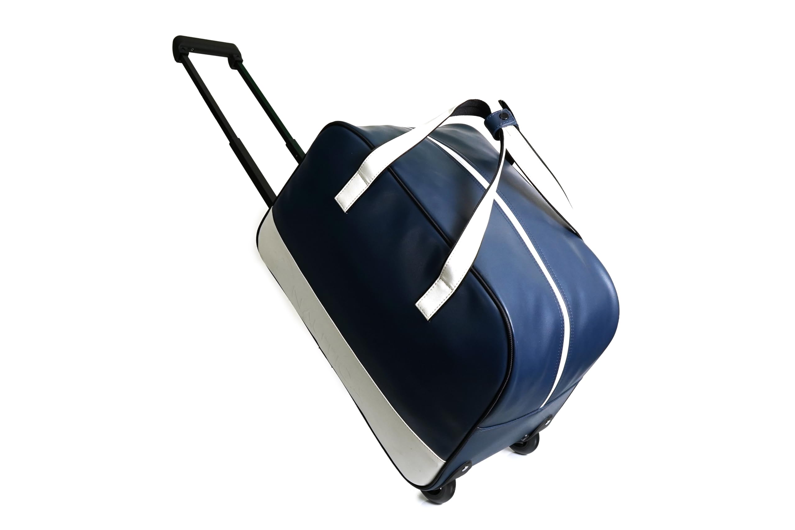 Unisex 38.69 L PU Trolley Duffel Bag | Superior Vegan Leather | Water Resistant & Padded Walls | Premium Cabin Sized Travel Gear with Smooth in-Line Wheels | Navy Blue-image-14