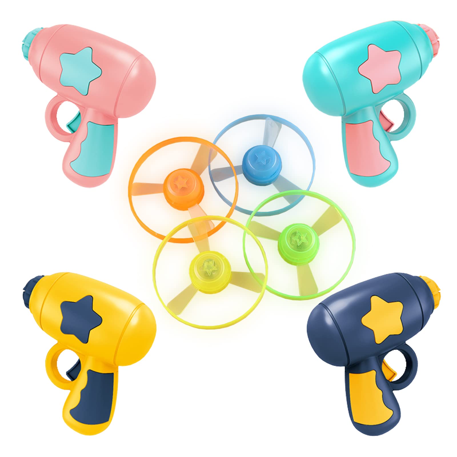2 Pcs Children's Frisbee Toy Gun ATVOYO-Handheld Mini Children'S Toy Gun with Propeller Frisbee Toy Gun Kids' Toy Gun- Flying Toy for Children's Parties Birthday Gifts