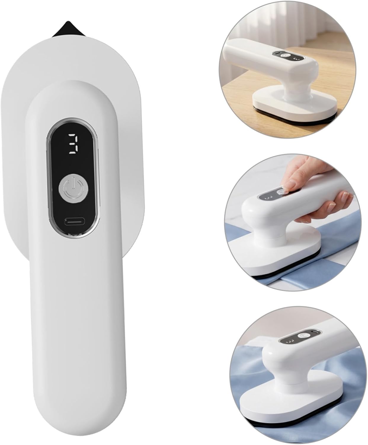 Didiseaon Cordless Portable Mini Iron for Clothes with 3-level Heat Settings, Handheld Electric Iron Featuring Rotatable Handle and Ceramic Plate, Easy to Maneuver for Travel and Office Use