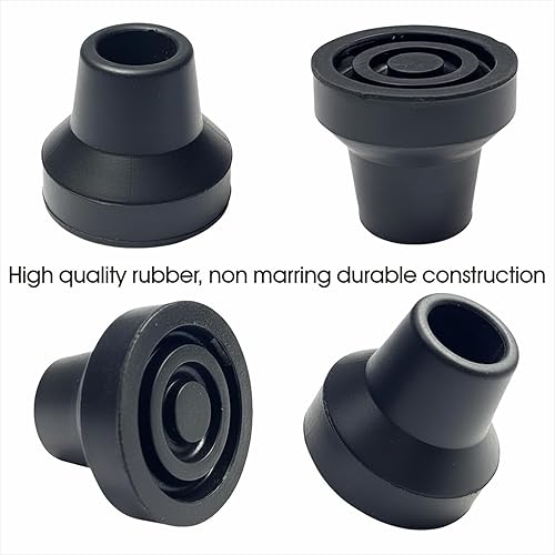 Miniatura 4 de Puntas de muletas cuádruples para caminar y estar de pie, reemplazo de bastón de palo, estabilidad adicional, goma, 4 piezas (58 pulgadas)