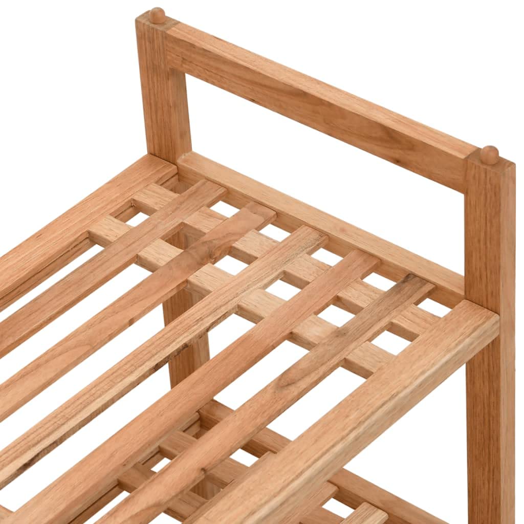 Schuhregal Massivholz Nussbaum 69x27x41 cm mit 2 Ablagen, stapelbar, schmal, platzsparend für Flur und Diele, schuhständer mit Griffen, staubdicht, Ordnungssystem, Schuhkommode Organizer