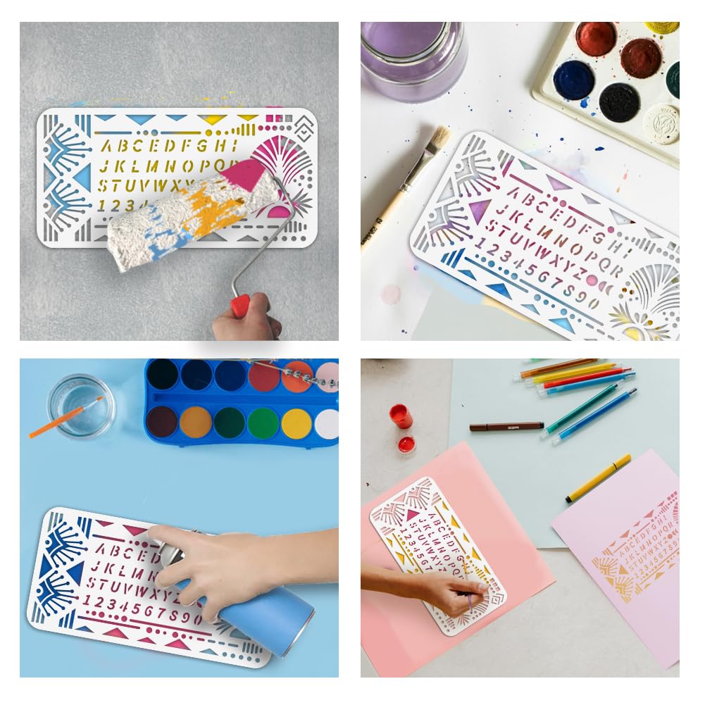 Pochoir Artisanat Nbeads Pochoirs Gothiques Alphabet NBEADS - Lettres A-Z  Et Chiffres - 30x30cm Réutilisables - Pour Peinture Sur Bois/Tissu Pochoir  Lettre Alphabet, image size:1001x1001