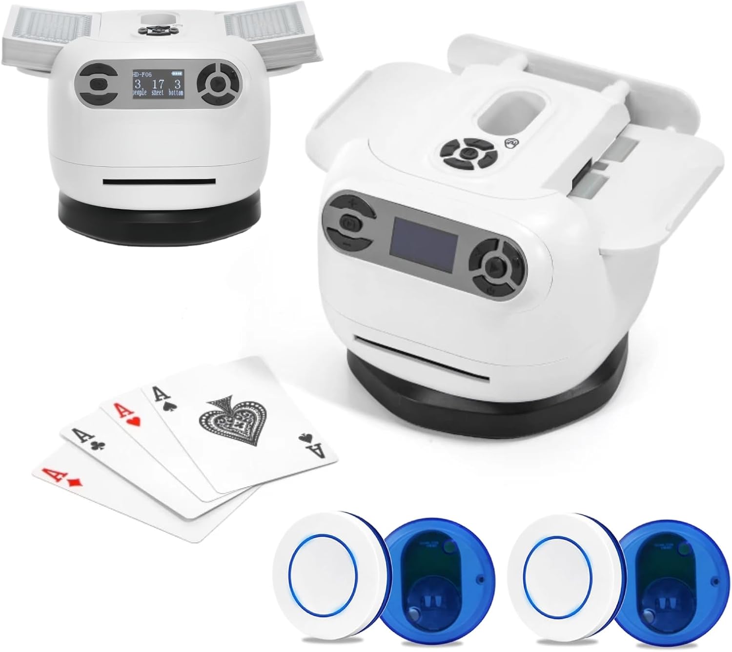 Bewinner Automatic Shuffler Card and Dealer, 360° Rotary Programmable Game Machine with 4 Controllers Supports 8 Players, Super Quiet, Various Games