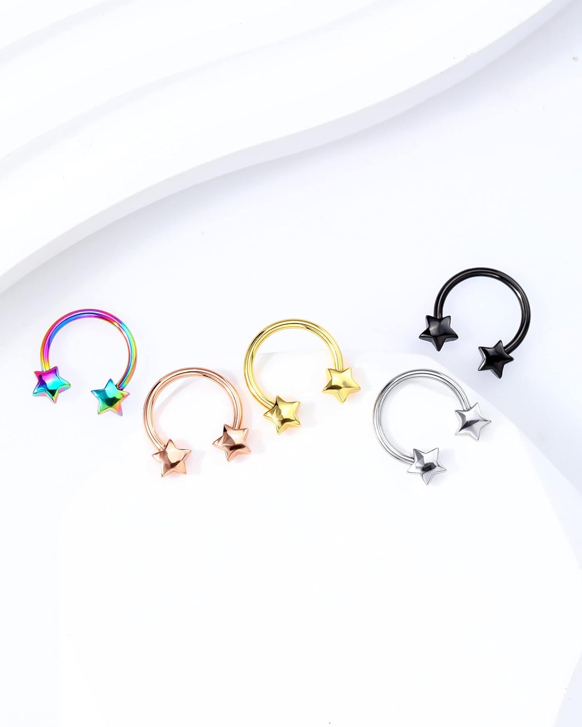 Jewseen 16g Septum Ring Star Septum Jewelry Cartilage Earring Hoop Helix Piercing Jewelry Surgical Steel Tragus Earrings Daith Earrings Nose Ring Hoop for Women and Men - Image 6