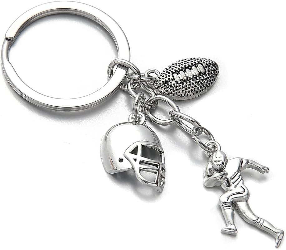 PHAETON 20PCS Football Keychain Soccer Keychain Football Helmet Charm Soccer Player Charm Sports Keyring for Sport Lover Gift