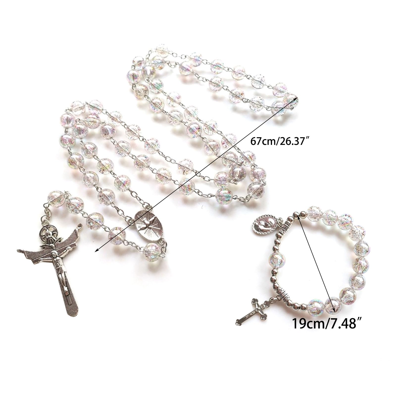 Rosario Cattolico In Legno Con Croce Pendant – Collana Religiosa Fatta A Mano Per Donna, Prima Comunione, Battesimo, Battesimo - 2