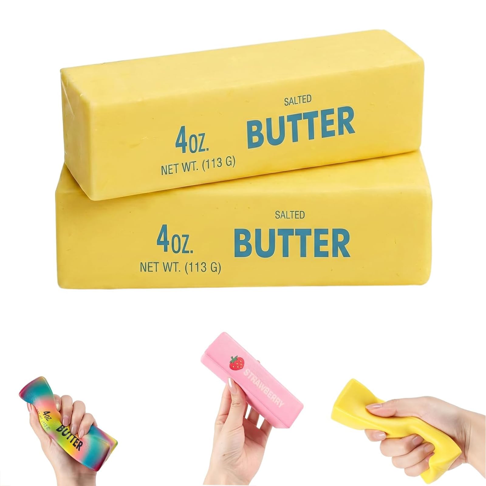 13.5 CM Butter Squishy - 2 PCS Realistic Slow Rising Butter Squishy, Soft Stress Relief Sensory Squeeze Toys for Adults, Fidget Toys for Office, School & Travel