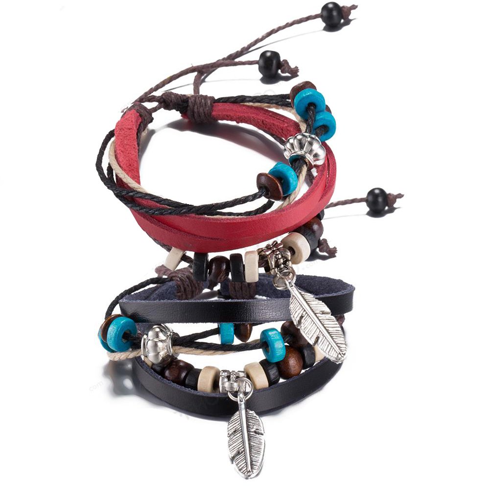 Multicolour Non-Precious Metal His-Her Love Leather Matching Couple Bracelets for Girls and Boys-image-6