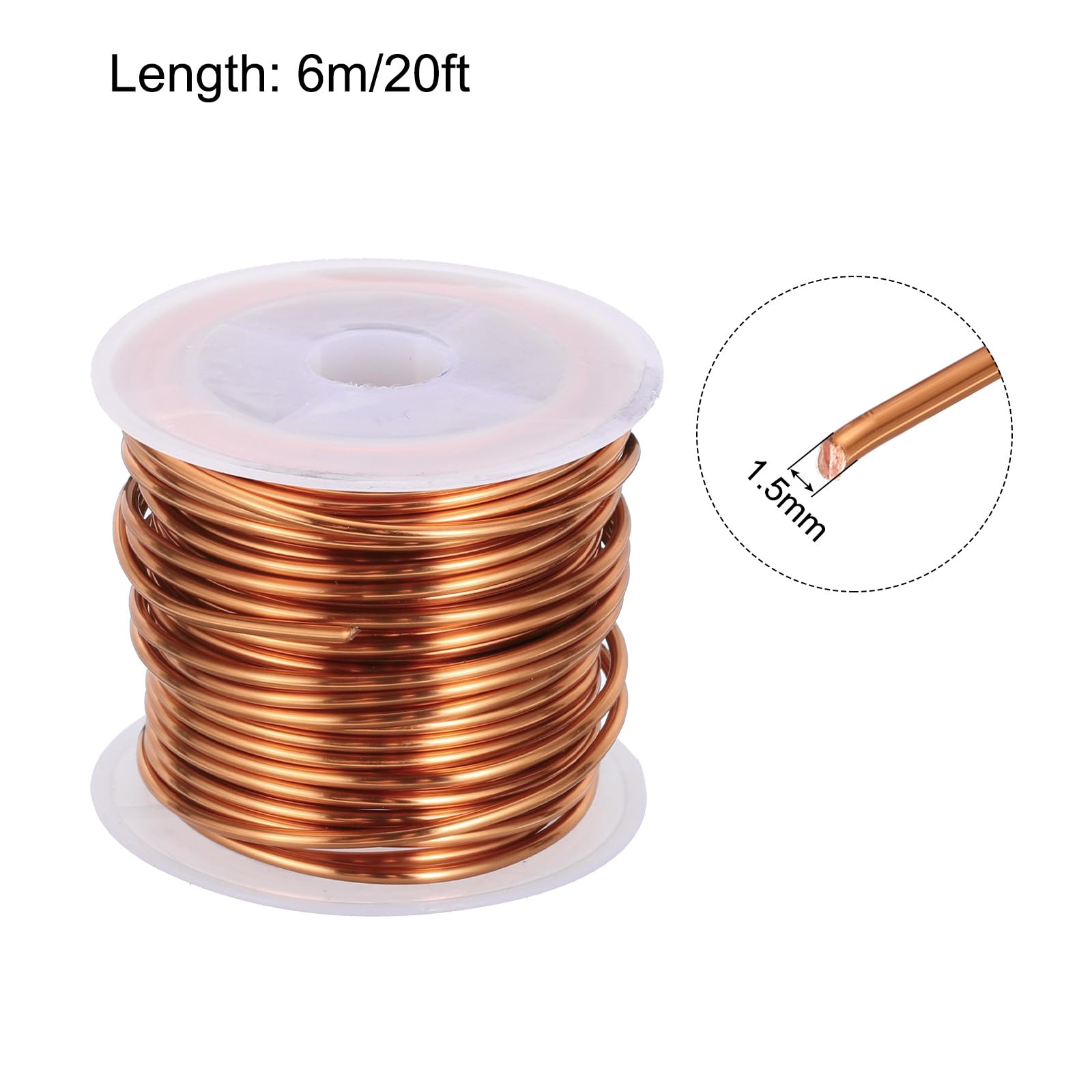 Alambre Magnético de Cobre Esmaltado 1.5mm 6m/20Ft 155C para Bobinado Transformadores