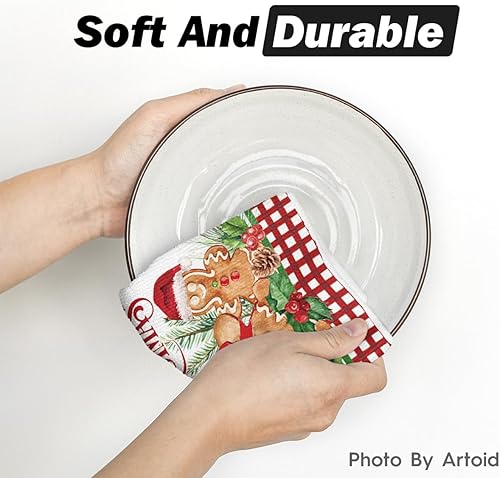 Miniatura 5 de Artoid Mode Hot Coco - Juego de 2 toallas de cocina de Navidad con texto en inglés Have A Sweet Christmas, 18 x 26 pulgadas, para decoración diaria