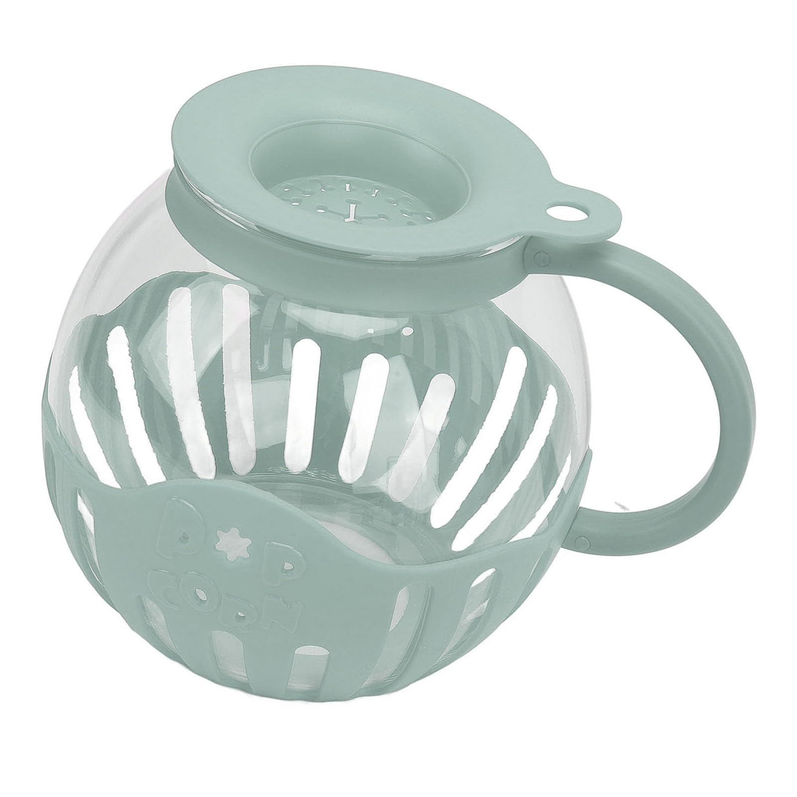 Ausla Tarro de Vidrio para Palomitas de Maíz para Microondas, Palomitas de Maíz de Borosilicato con Tapa Medidora, Máquina para Hacer de Casera Rápida de 2,13 L y 3 Minutos para Refrigerios (GREEN)
