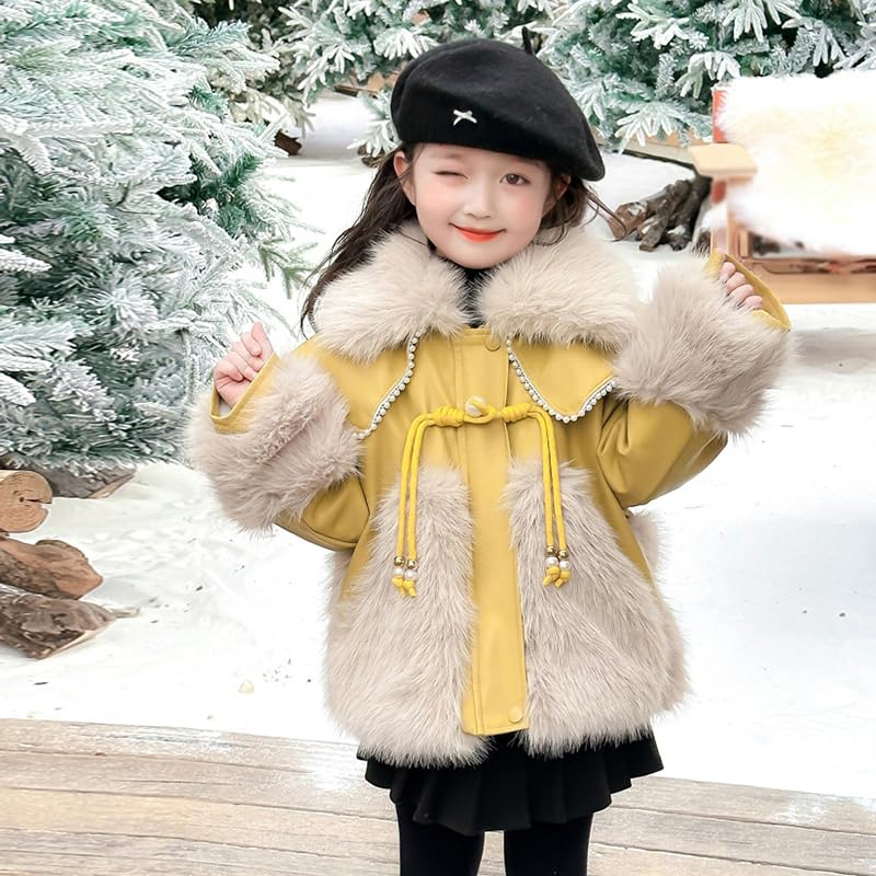 Kids Girls Winter Warm Coats Jacket Clothes Outwear Overcoat Faux Fur Thicken Toddler Girls Coat, Girls Winter Jacket2
