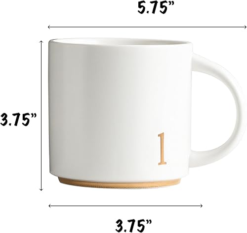 Miniatura 2 de COLLECTIVE HOME - Tazas de cerámica con monograma, tazas de café con inicial dorada de 15 onzas, elegantes tazas de té del alfabeto, elegante taza
