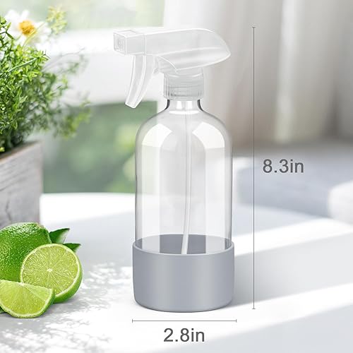 Miniatura 4 de Rionisor Botellas rociadoras de vidrio con protección de funda de silicona, recipientes vacíos de 16 onzas, botellas de spray reutilizables con