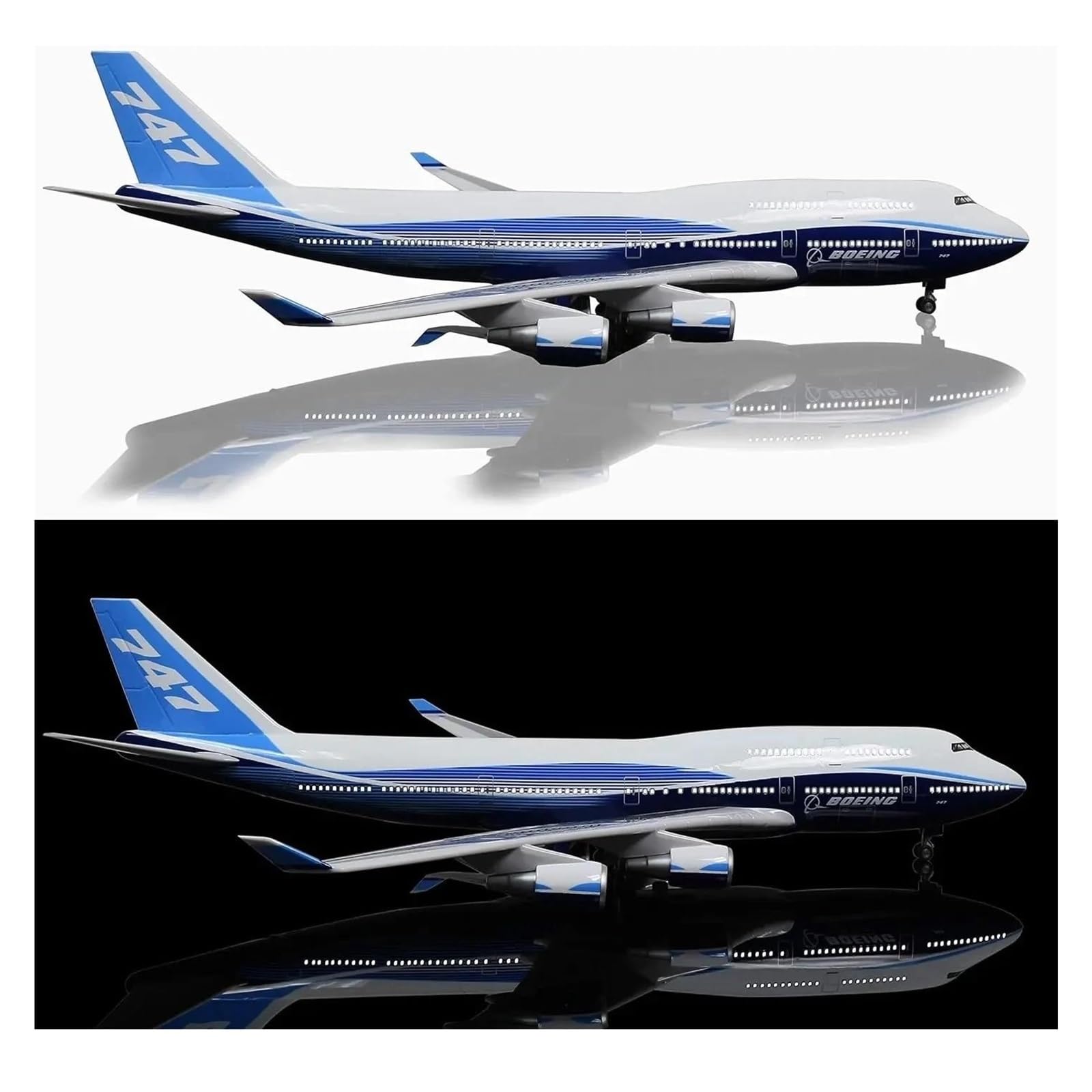 Samolot w skali 1:160 dla modeli samolotów Boeing 747 odlewane samoloty z oświetleniem LED kolekcjonerskie pamiątki udekoruj biuro nadaje się do ekspozycji (bez światła)