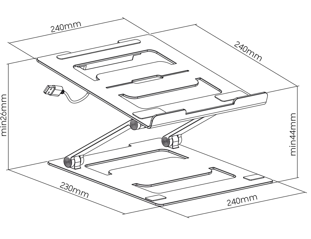 myWall Laptop Ständer HT17L, Ergonomische Laptop-Halterung für den Schreibtisch, Notebook und MacBook Ständer kompatibel für 11-17 Zoll, Belüftet und Zusammenklappbar, Ständer-Halter für Laptop