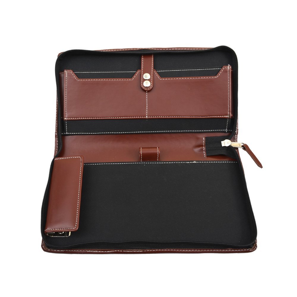 COI Expendable Brown Leatherette Cheque Book Holder/Document Holder 1