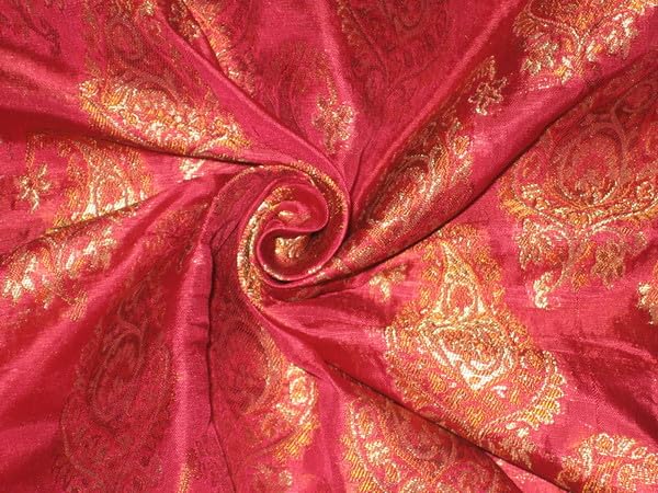 Tissu brocart de soie rose vif BRO135 pour coudre une robe unique