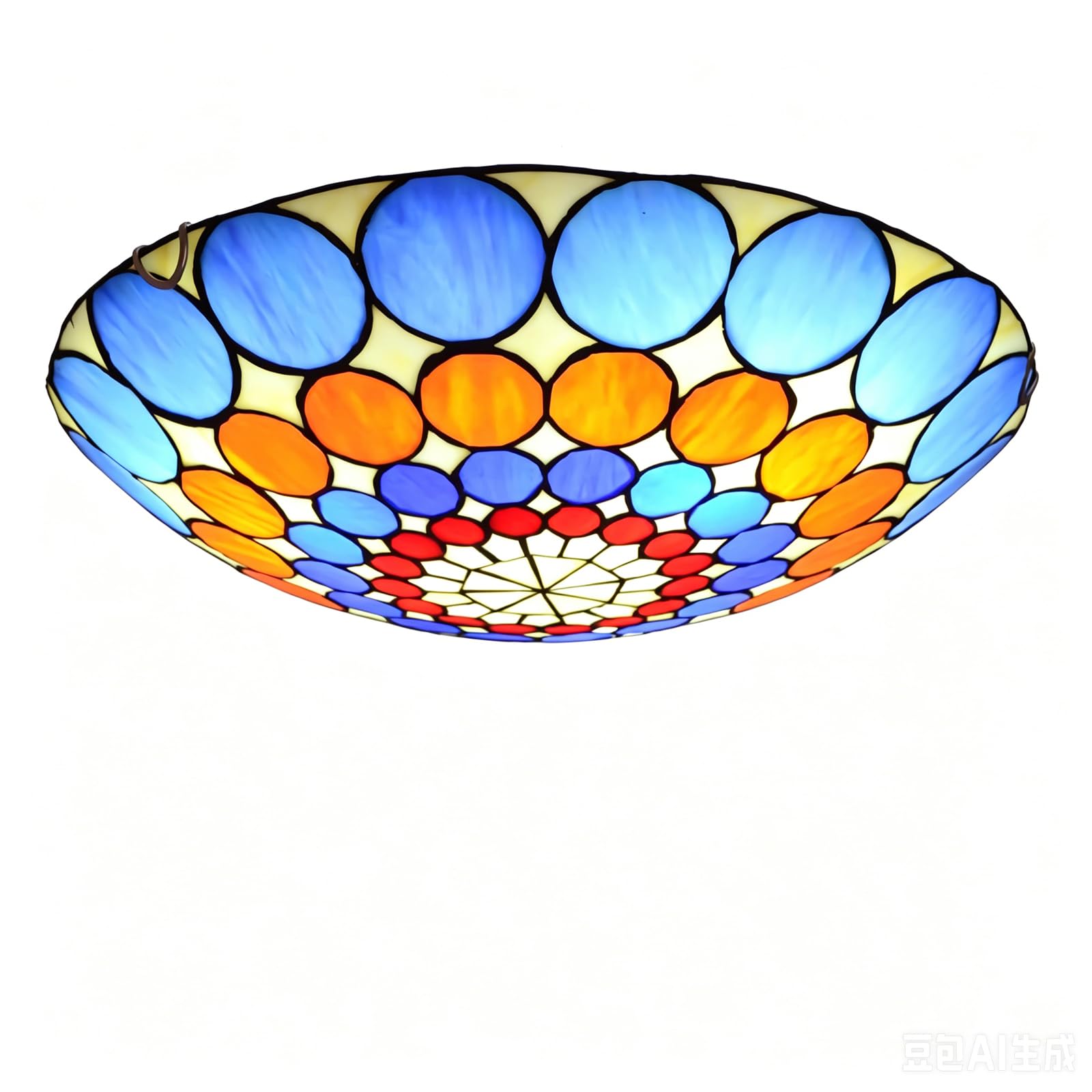 CNSXHAO Tiffany Style Ceiling Light Fixtures Flush Mount, Vintage Stained Glass Hallway Ceiling Lamp, E27 Bulb Retro Round Shade Chandeliers for Bedroom Living Room Kitchen,30cm