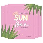 FACETORY K Beauty Face Mask Skin Care - SUN BAE SOOTHING Sheet Mask with Aloe & Shea Butter | After Sun Care, Soothe & Restore (5 Pack)