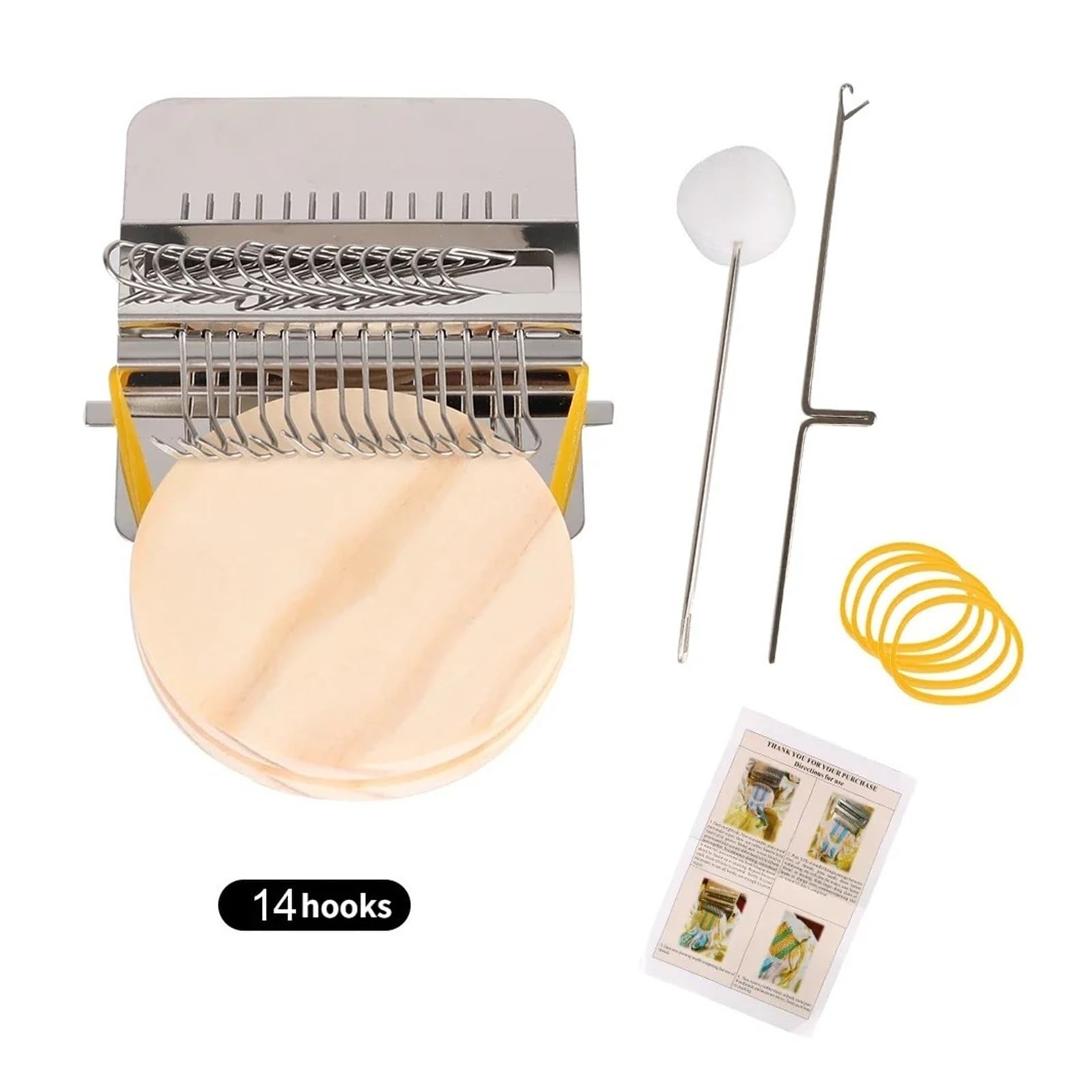 rgrfgQWDS Wooden Darning Loom Weaving Tool Set for Mending Clothes Jeans Hand Tapestry Knitting Repair Machine Kit (14 haczyków)