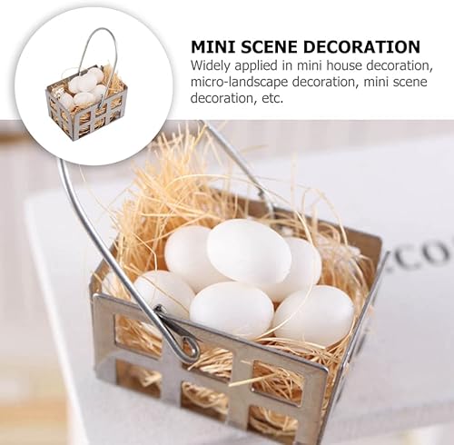 Miniatura 5 de Kisangel 1 Set Mini Cesta de Huevos Miniatura Casa de Muñecas Comida 1: 12 Escala Accesorios de Casa de Muñecas Accesorios de Jardín de Hadas Micro