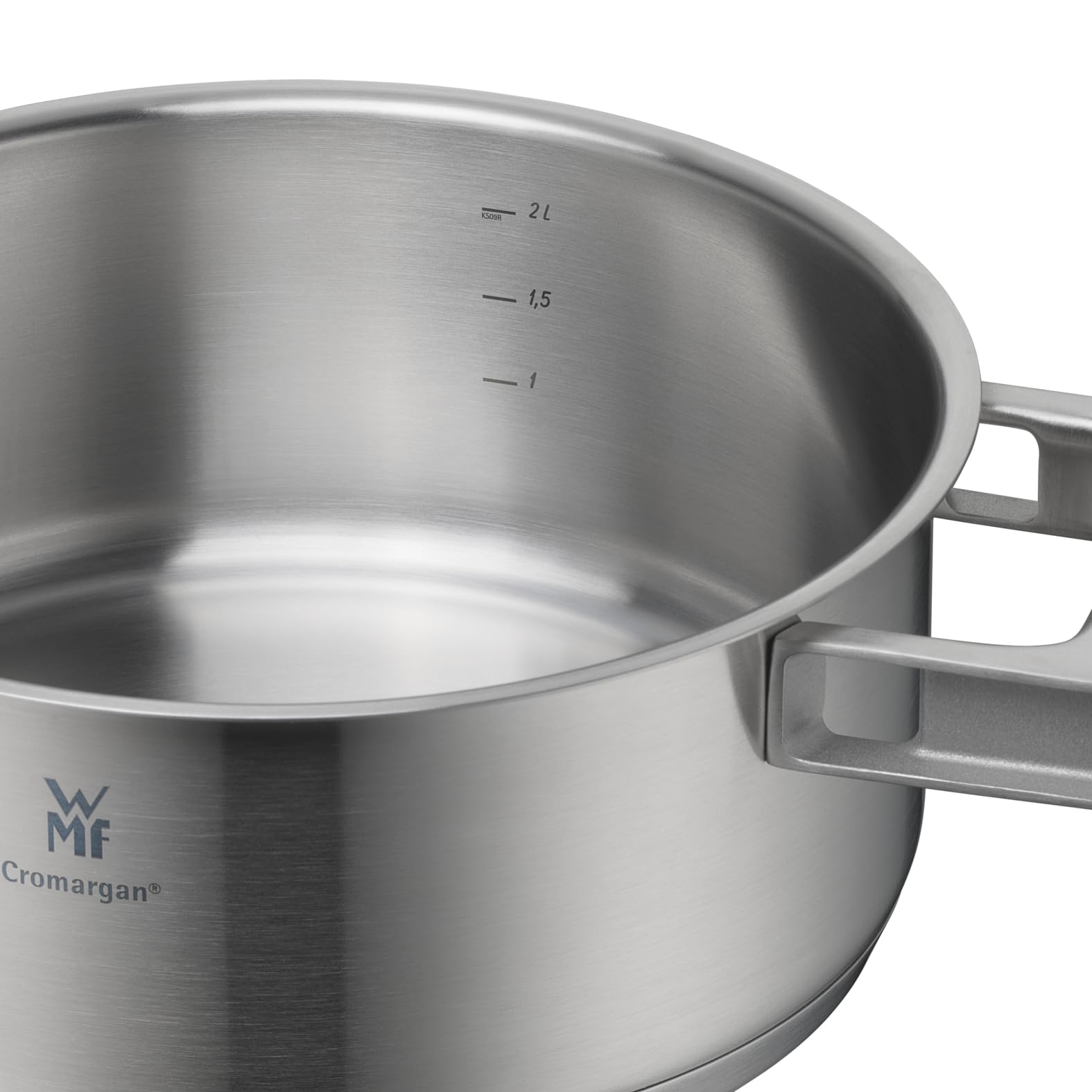 WMF Ultimate Cool - Pentola piccola 20 cm, coperchio in acciaio inox, a induzione, 2,5 l, in acciaio inox Cromargan opaco, manici che riducono il calore, pentola a induzione con scala interna,