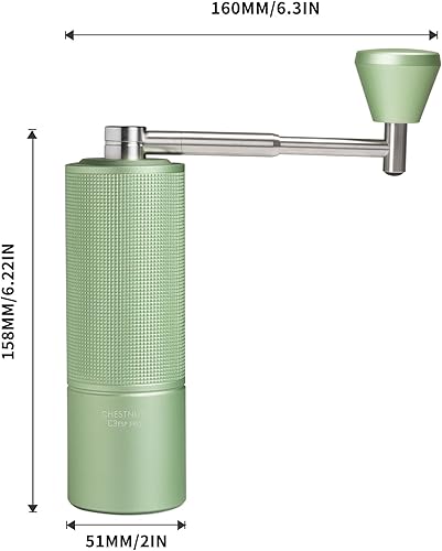 Miniatura 42 de TIMEMORE Molinillo de café manual Chestnut C3S, capacidad máxima, 1.06 oz con rebaba cónica de acero inoxidable CNC, ajuste interno ajustable, C3S
