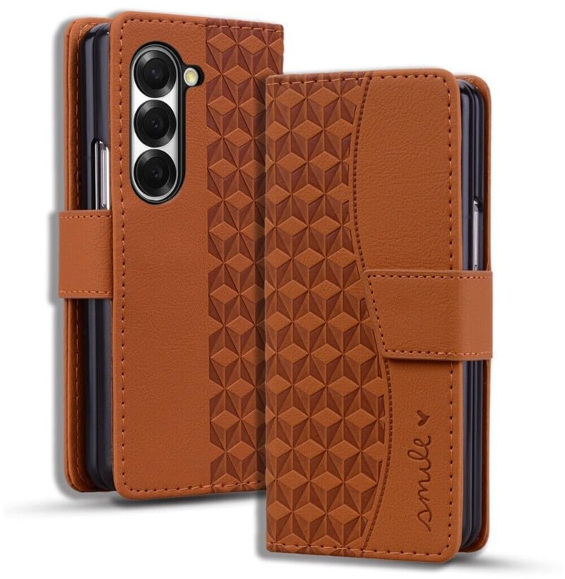 Étui en cuir pour Samsung Galaxy Z Fold 5 marron, la protection premium à rabat magnétique