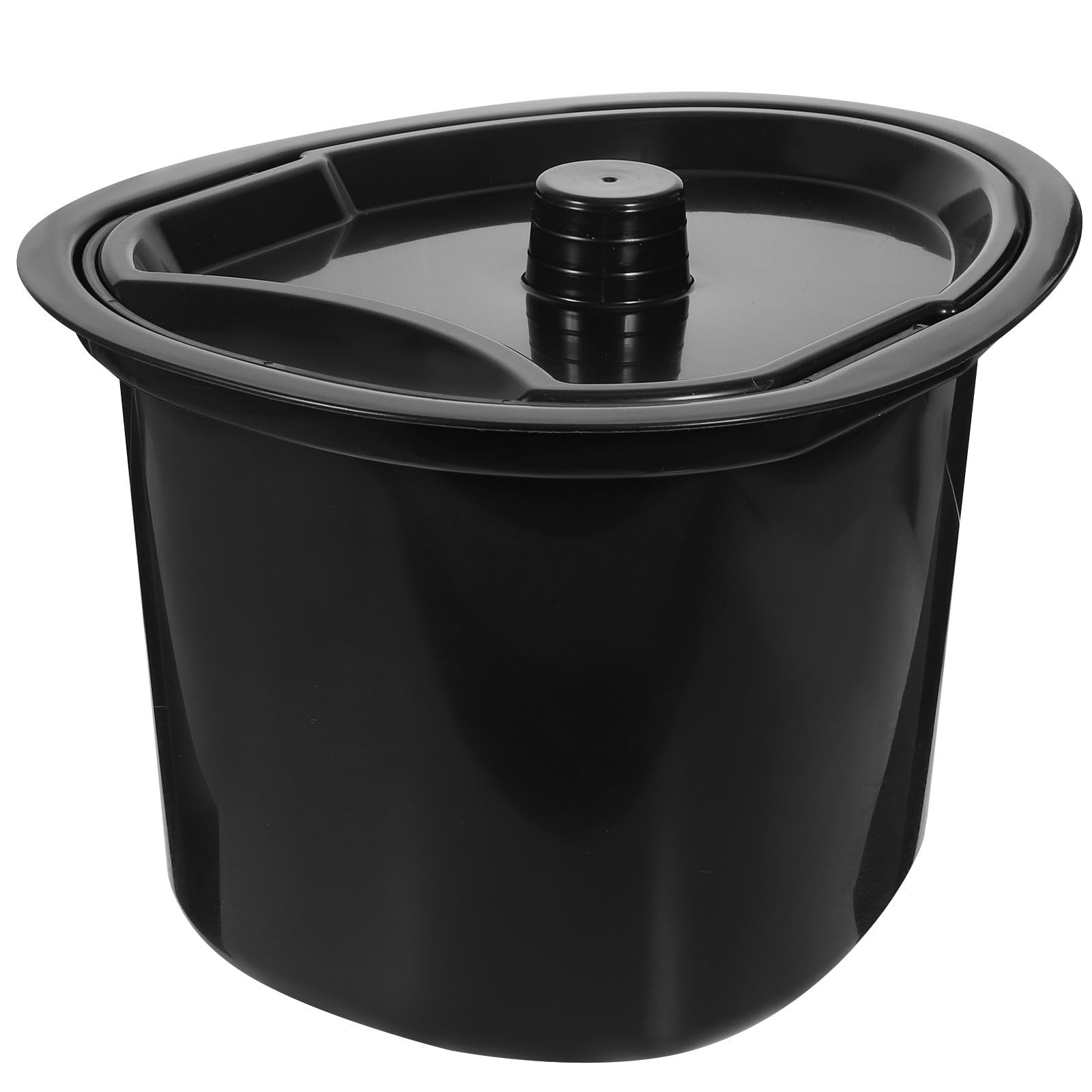 Pot de Chambre Adulte Noir 5l en Plastique avec Couvercle, Facile à Transporter, Design Ergonomique pour Patients et Personnes Handicapées
