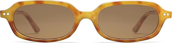 Retro Small Rectangle Sunglasses for Women Men Trendy Narrow Square Sunnies AP3729,Yellow Tortoise/Brown
