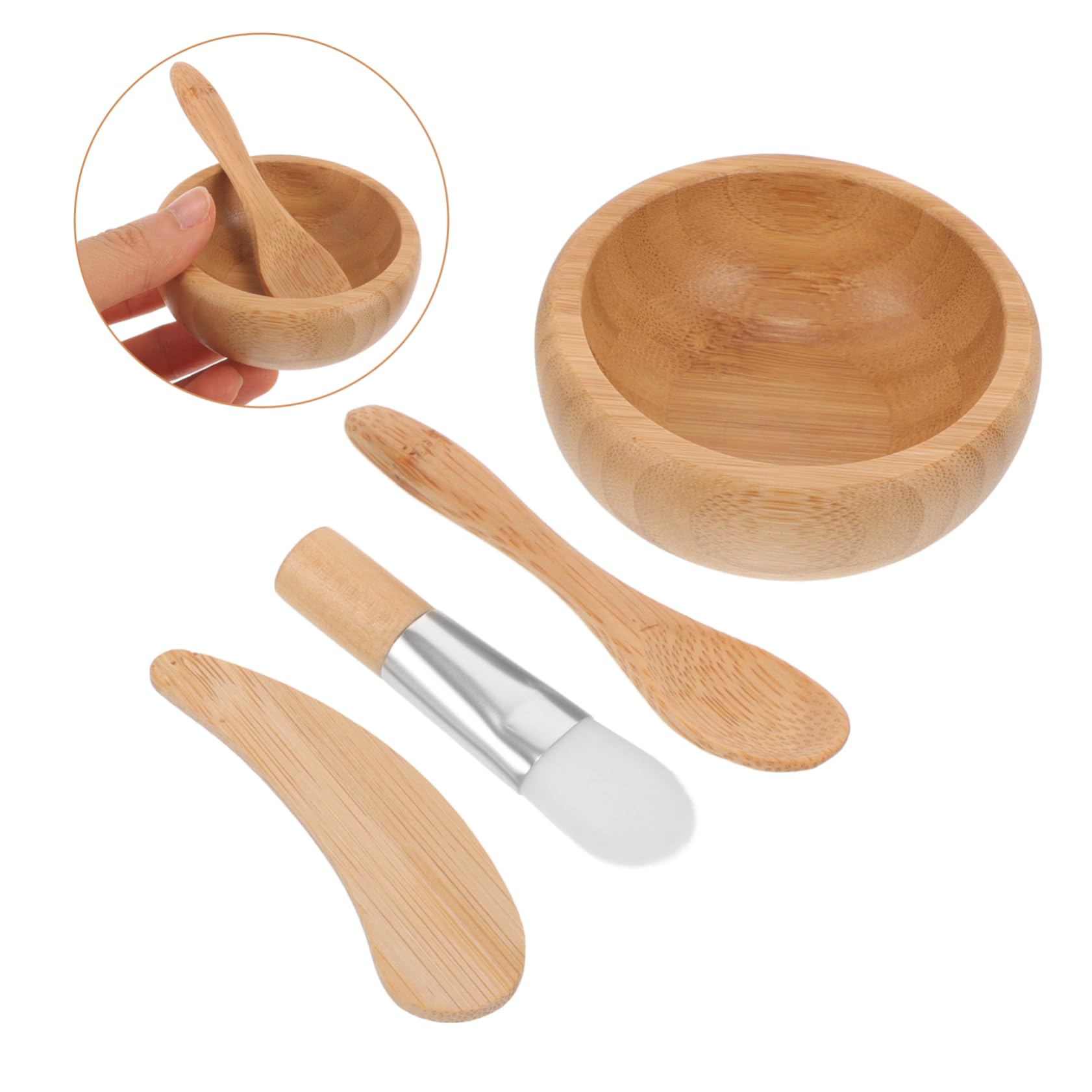 FRCOLOR 1 juego de cuencos para accesorios de madera para cosmetólogos faciales DIY accesorios de herramienta portable de salón de belleza cuenco de madera ajuste bañera