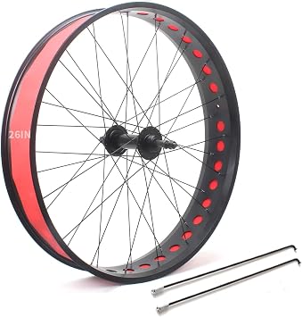 20x4.0 Rear Fat Bike Wheel 24/26" Snowbike/Beach Bike Rear Wheel 36x14G Spoke Disc Brake Quick Release 195mm 36H Rear Hub Rear Rim for 7-10 Speed Rotary Black-skeleton,26in
