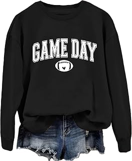 Game Day Sweatshirts for Women Football Fan Shirt Sport Mom Pullover Tops | Game Day Weekend Tops, Football Season Shirt, Long Sleeve Football Shirts, Casual Sport Outfits
