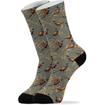 Socks for Men Women Pheasant Wheat Leaves Novelty Funny Unisex Crazy Funky Dress Crew Socks for Men Dad Grandpa Holiday 1 Pair